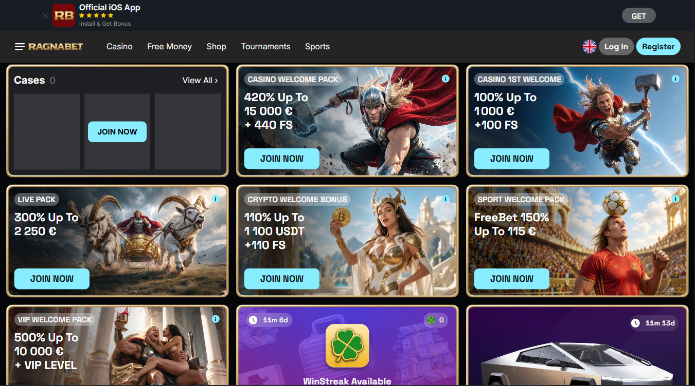 RagnaBet Casino Bonuses